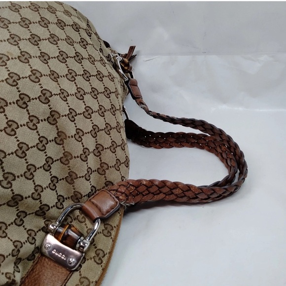 Gucci Tan and Brown Monogram large Shoulder Bag - Picture 2 of 15